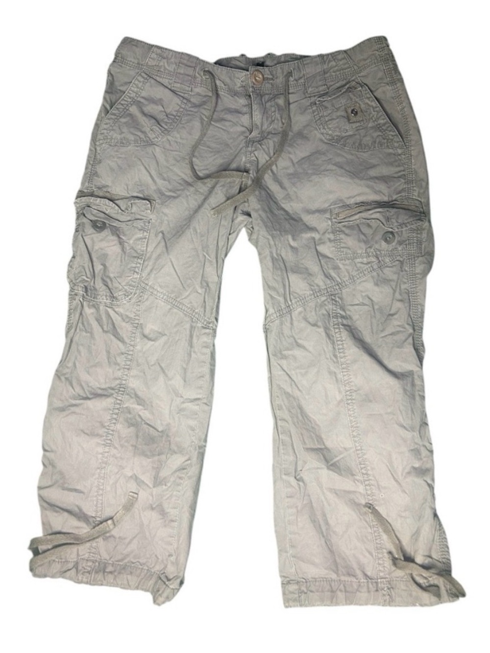 Women's Light Gray Cargo Capris - Casual Utility